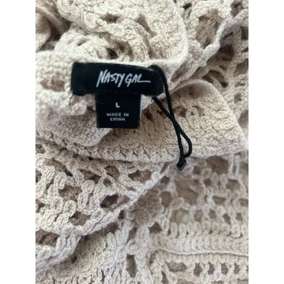 Nasty Girl Crochet Dress/Coverup Fairycore Boho Whimsigoth Tomatoe Girl Size L - Picture 10 of 12